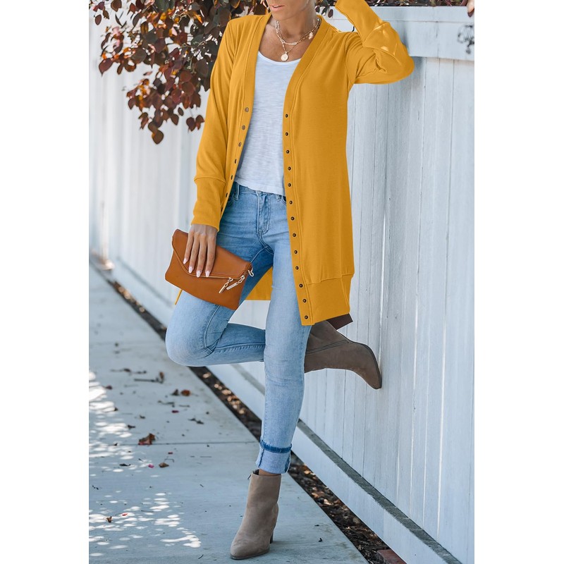 MEROKEETY Women's 2024 Fall Long Sleeve Snap Button Down Solid