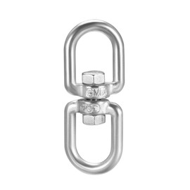 sourcing map M6 Swivel Eye Double Ended Round Rotating Hoist Ring, 15/64 in Stainless Shackle Connector Bolts Eye to Eye 1 Pcs
