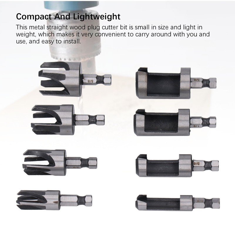 8PCS Set Wood Plug Cutter Drill Bit Hex Shank 4PCS