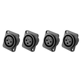 Neutrik brand 4 Pack Genuine Female 3-Pin XLR Panel Mount Non-Latching Connector for Microphones in Professional Audio Settings