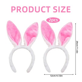 HFMYGS Pack of 2 Rabbit Ears Costume, Rabbit Ears, Headband, Rabbit Costume Women, Rabbit Ears, Plush Headbands for Easter for Easter Party, Wedding, Birthday Costume, Cosplay (Pink)