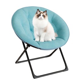 Saucer Chair, Oversized Faux Fur Lounge Chair with Gold Metal Frame for Adults, Foldable Comfy Seat for Bedroom, Dorm & Living Room, (Green)