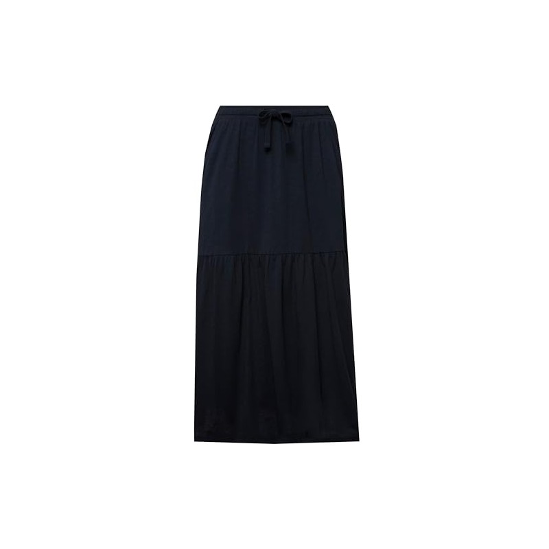 Ulla Popken Women's Jersey Flounce Skirt, navy