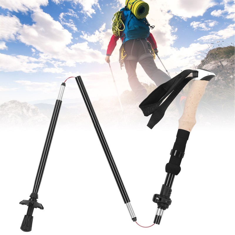 Telescopic Hiking Pole Portable Aluminum Alloy Folding Walking Stick for