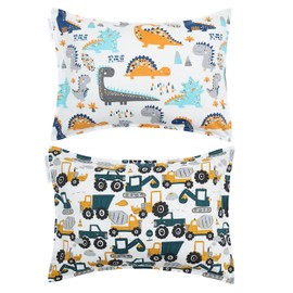 ALVABABY Toddler Pillowcases 2 Pack Organic Cotton Kids Pillow Cover Fit 13"x 18" or 14"x19" Envelope for Girl Boy Sleepy Travel(Pillowcase Only) 2L-FTP07-CA