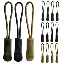DY.2ten Zipper Pulls Zipper Tabs Set of 15 Zipper Pulls Replacement Zipper Pulls Open and Close Easy to Pull Large Zipper for Backpacks, Clothes, Tents, Sleeping Bags, Easy Installation, Practical Zipper Parts, Black, Khaki, Army Green
