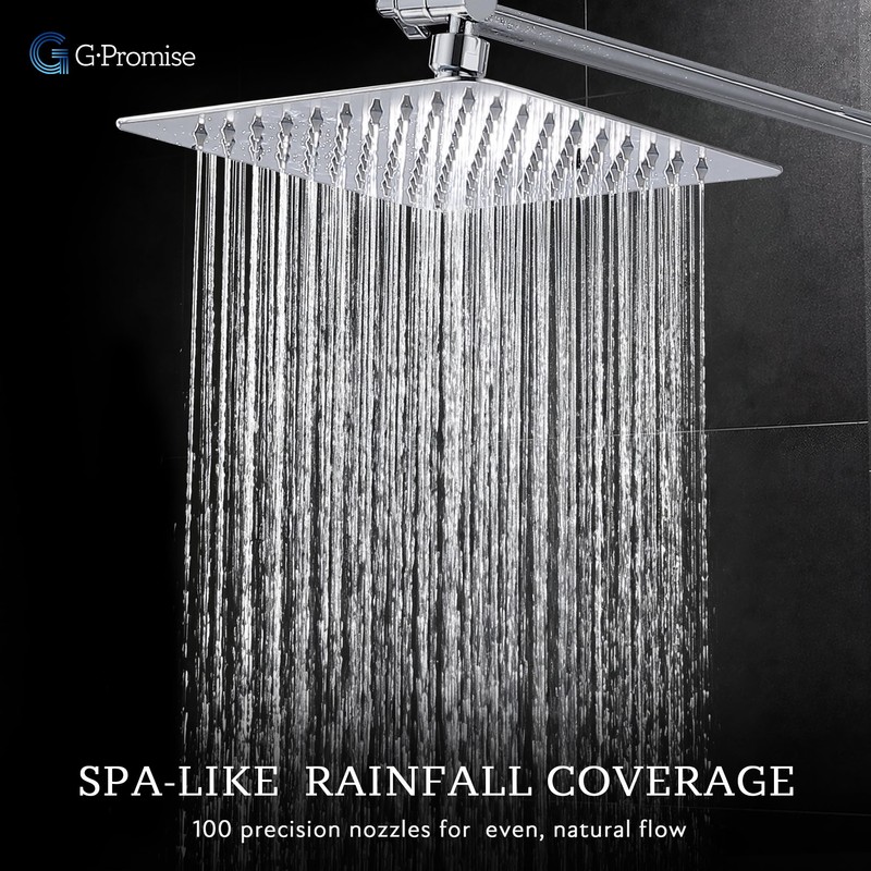 G-Promise All Metal 8" Rain Shower Head with Handheld for
