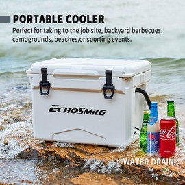 EchoSmile 12/18/25 Quart Rotomolded Cooler, 5 Days Protale Ice Cooler, Ice Chest Suit for BBQ, Camping, Pincnic, and Other Outdoor Activities
