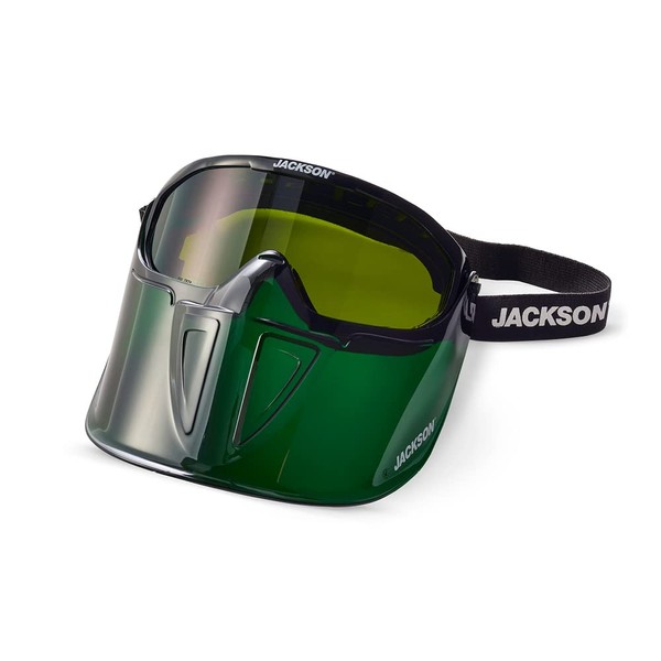 Jackson Safety GPL530 Premium Safety Goggles with detachable Faceshield, Green, Shade 3 IR protective Lens, anti-fog EN 166 CE Certified 21001