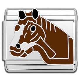 Fablinks Italian Bracelet Charms, 9mm Stainless Steel Charm Link for Women, Modular Jewelry Links for Men (Horse)