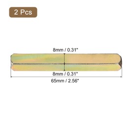 sourcing map 2Pcs Door Knob Spindle, Spare Door Handle Spindle Bar, 65mm Long Door Spindle Replacement Door Handle Parts, Gold