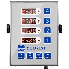 YOOYIST Precision Kitchen Timers for Cooking – 4 Channel Commercial Kitchen Timer Restaurant Kitchen Supplies – Stainless Steel Digital LED Chef Cooking Timer – Reminder Function, Loud Alarm, Silver