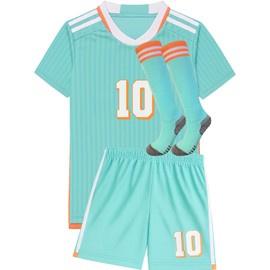 Soccer Jerseys for Kids Boys Girls Youth for Sport Football Training Uniform Shirt Gift Kit 3 Set Blue