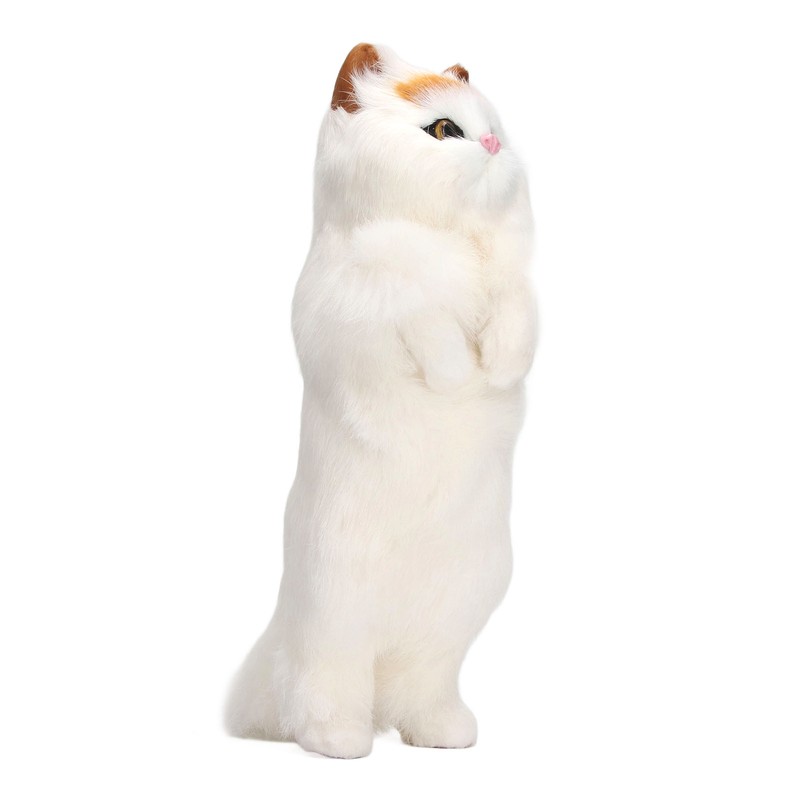 Furry Cat Figurine Realistic Simulated Adorable Lovely Decorative Plush Cat