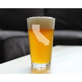 California State Outline Pint Glass for Beer - State Themed Drinking Decor and Gifts for Californian Women & Men - 16 Oz Glasses
