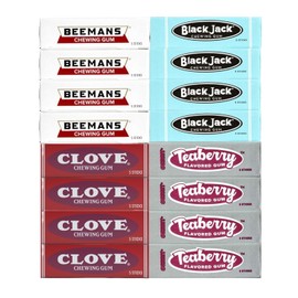 Beemanz, BlackJack, Clove, Teaberrys Chewing Gum Variety Pack - 4 Packs Each of Classic Flavors - Retro Nostalgic Assortment