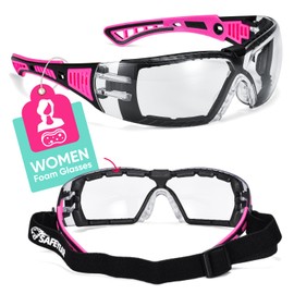 Safeyear Anti-fog Ladies Pink Safety Glasses - SG010 EN166 Wraparound Safety Goggles, UV Protective PPE Airsoft Glasses Women, Infield Mesh Plastic Airsoft Goggles for DIY
