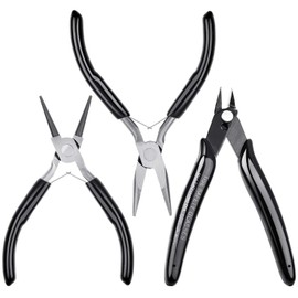 Jewelry Pliers, Cridoz Beading Pliers Set with Needle Nose Pliers, Round Nose Plier and Wire Cutter for Jewelry Making Beading Repair Supplies and Crafting (set of 3)