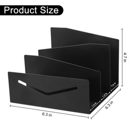 Picowe Metal Desk Mail Organizer Wooden Mail Holder, 3 Slots Letter Holder Organizer Envelope Organizer for Home Office (Black)