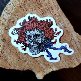 Grateful Dead & Co Jerry Garcia - 2.5” Bertha Skull & Roses Head Vinyl Stickers