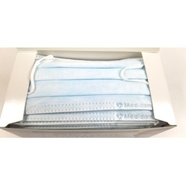 Medicom 2015 SafeMask Premier Earloop Face Masks ASTM Level 1 Blue 50/Bx