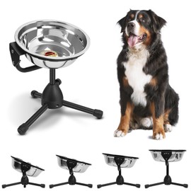 Vexong Elevated Dog Bowl Medium Size for Dogs Between 30 and 70 lbs 0.5 Gal 2 Liter Stainless Steel Dog Food Bowl Water Bowl Height Adjustable Non-Slip Raised Dog Bowl Set Metal Stand Durable