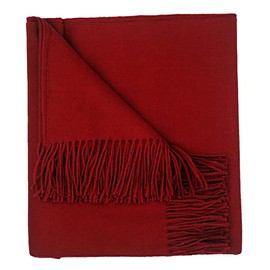 100% Baby Alpaca Throw Blanket, Our Solid Color Throw/Afghan, Red