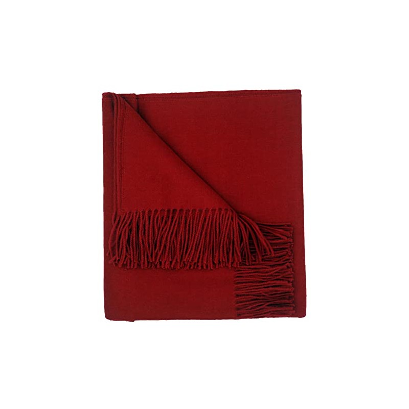 100% Baby Alpaca Throw Blanket, Our Solid Color Throw/Afghan, Red