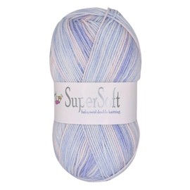 Jarol Supersoft Baby Swirl DK Knitting & Crochet Yarn, Great Value Baby Yarn Available in Multicoloured Pastel Shades, 55% Nylon & 45% Acrylic, 330 Metres, 100g Balls, Pack of 3, Blue Swirl