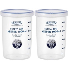 Okabe B-2275KN Iwasaki Industry Antibacterial Food Storage Container, Quick Open, Screw, Top Keeper, Deep Type, 1000, Set of 2, Dishwasher Safe