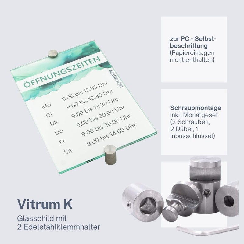 Logistic Sign System Glass Door Sign, Vitrum K2, Clamp Holder