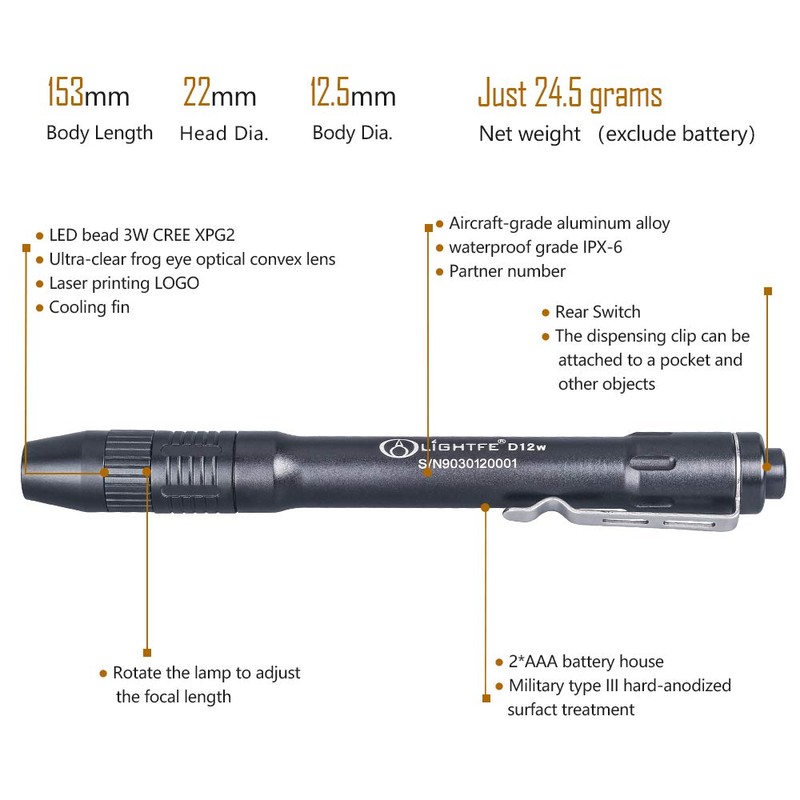 LIGHTFE Pen Light for Doctors and Nurses Penlight with Pupil