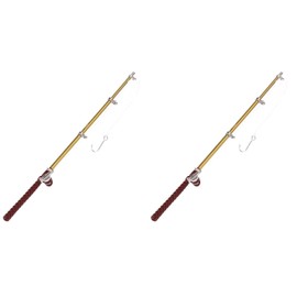 2Pcs Realistic Mini Fishing Pole Model for Dollhouse Miniature Scene Decoration Alloy Material Chic Ornament