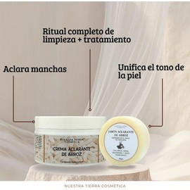 Nuestra Tierra Cosmética Kit Aclarante de Arroz, Crema 100ml y Jabón 60g, con Niacinamida y Ácido Tranexámico
