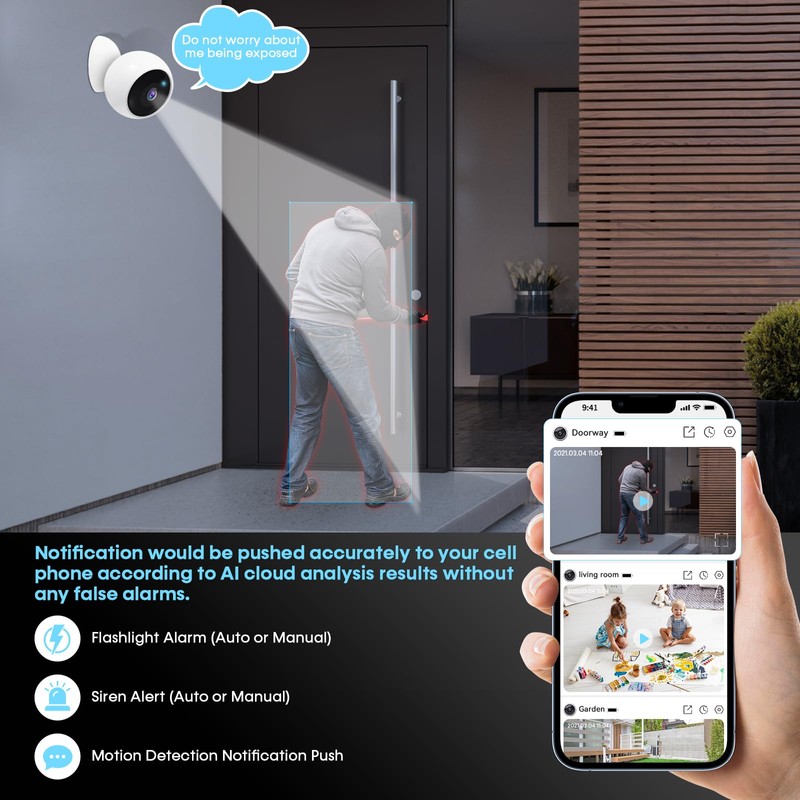 AMTIFO Security Cameras Wireless Outdoor Magnetic: Install-Free Smart Indoor 2K