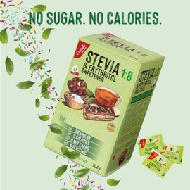 Stevia + Erythritol 1:8 Sweetener | 504 Bags of 1 g | 100% Natural Sugar Substitute - 0 Calories - 0 Glycemic Index - Keto and Paleo - 0 Carbohydrates - No GMO - Castello Since 1907-504 g