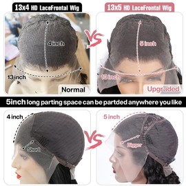 Keshon Deep Wave Frontal Wigs Human Hair 200% Density 13x5 Deep Wave Lace Front Wigs Human Hair HD Transparent Lace Frontal Wig Pre Plucked with Baby Hair Natural Color 24 inch