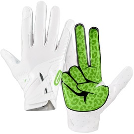 Grip Boost Football Gloves Peace Stealth 6.0 Boost Plus Technology Men's Receiver Gloves - Adult Sizes (White/Lime, Large)