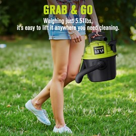 YWDV25B 2.5 Gallon Small Shop Vac 1.5 Peak HP Mini Wet Dry Vac with Blowing Function, 15Ft of Cleaning Reach, 3 in 1 Portable Compact Shop Vacuum for Hose and Attachments for Home Floor/Car/Garage