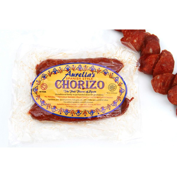 Aurelia's Spanish Chorizo - All-Natural, Keto Friendly, Fully Cooked Sausage w/ the Full Flavor of Spain. No Gluten. Whole 30 & Paleo Friendly - 8oz