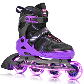 Kuxuan Skates Adjustable Inline Skates for Boys Girls, Kids Roller Skates Ages 4-12 with Light Up Wheels, Teen Skates for Beginner Women