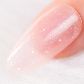 BURANO UV Nagellack Base Coat Gel, Nude Pink Nude Base Sparkle Nagellack Schimmer Gel Poliert Farbe, Jelly Gel Nagellack Soak off Diamantlack für Nägel (NU4)