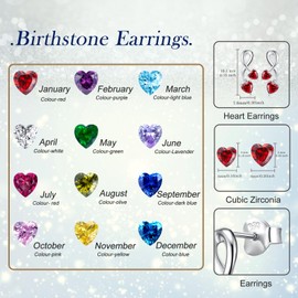 Earrings for Women, S925 Sterling Silver Birthstone Heart Studs Earring for Girlfriend Wife, Anniversary Birthday Christmas Valentines Mothers Day Gifts Jewelry for Womens Wife Her Mom (Rhodium Plated-Garnet Cz)