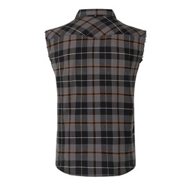 Mens Casual Flannel Plaid snap Shirt Sleeveless with Pocket (blkgrey2,2XL) XX-Large
