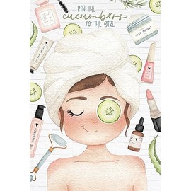 Spa Themed Party Supply Game - Pin the Cucumbers to the Girl Stickers Poster Activity Set