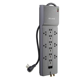 Belkin Power Strip Surge Protector with 12 AC Multiple Outlets, 10 ft Long Flat Plug Heavy Duty Extension Cord for Home, Office, Travel, Computer Desktop, Laptop & Phone Charging Bricks (4,156 Joules)