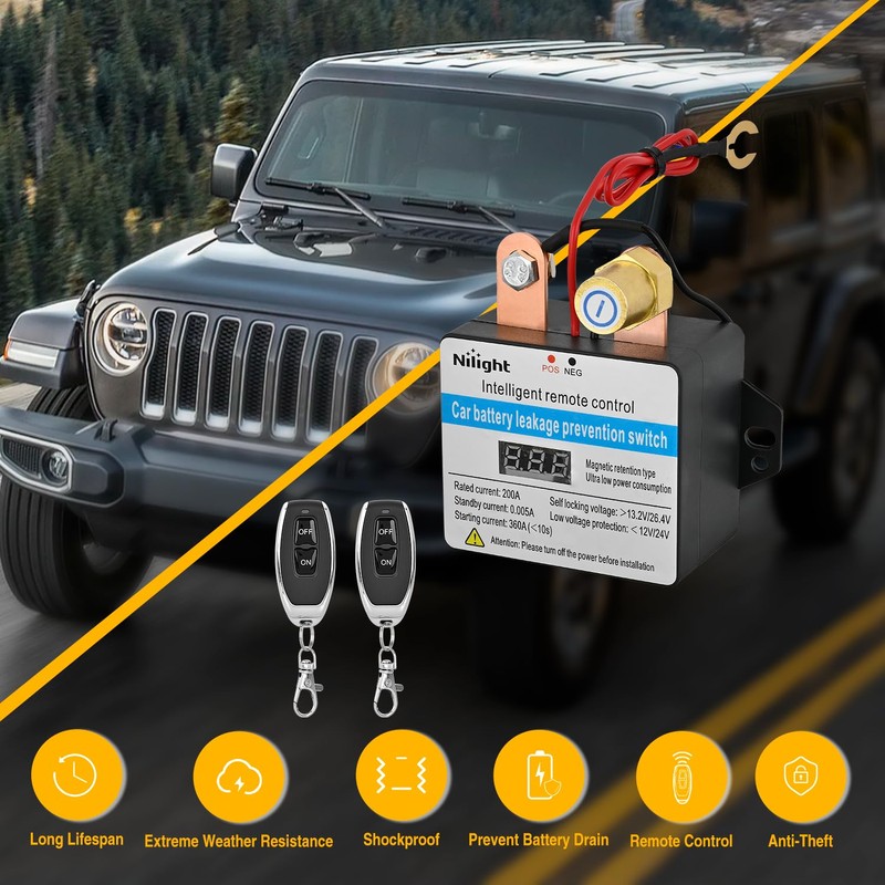 Nilight Remote Battery Disconnect Switch 12V 24V 360A Car Smart