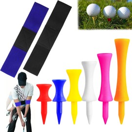JBLJDWD 2Pcs Golf Connection Band, Connection Band Golf, Golf Swing Trainer Arm Band for Strength Grip, Golf Grip Training Aid (Black and Blue)