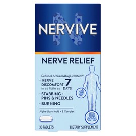 Nervive Nerve Relief, Occasional Nerve Discomfort II, Nerve Relief, Starts Working in 7 Days, Stabbing, Burning, Alpha Lipoic Acid, B Vitamins, Turmeric, Ginger, Nervive Supplement, 30 Tablets