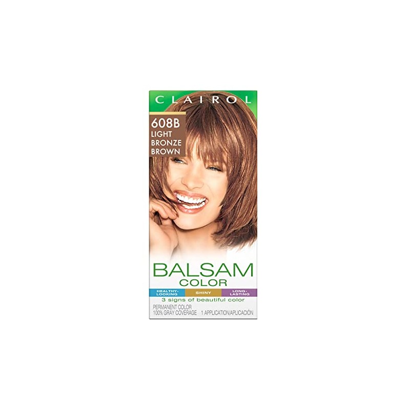 Clairol Balsam Permanent Hair Dye, 608B Light Bronze Brown Hair